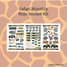 Safari Monthly Planner Sticker Kit Digital Download
