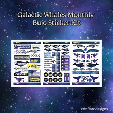 Galactic Whales Monthly Bujo Sticker Kit - Physical Stickers