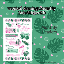 Tropical Flamingo Monthly Bujo Sticker Kit - Physical Stickers