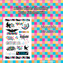 Disco Birds Monthly Bujo Sticker Kit - Physical Stickers