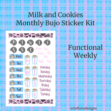Milk and Cookies Monthly Planner Sticker Kit Digital Download