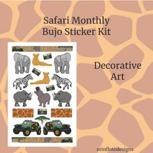 Safari Monthly Planner Sticker Kit Digital Download