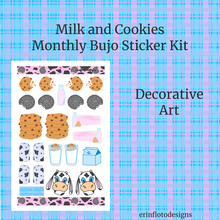 Milk and Cookies Monthly Planner Sticker Kit Digital Download