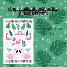 Tropical Flamingo Monthly Bujo Sticker Kit Digital Download