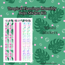 Tropical Flamingo Monthly Bujo Sticker Kit - Physical Stickers
