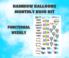 Rainbow Balloons Monthly Bujo Sticker Kit Digital Download
