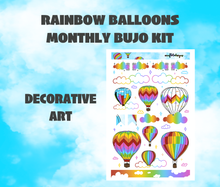 Rainbow Balloons Monthly Bujo Sticker Kit Digital Download