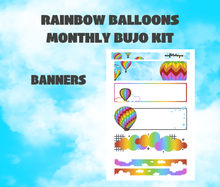 Rainbow Balloons Monthly Bujo Sticker Kit Digital Download