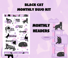 Black Cat Theme Monthly Planner Sticker Kit Digital Download