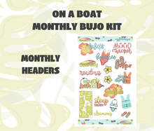 On A Boat Monthly Bujo Sticker Kit Digital Download