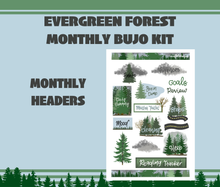 Evergreen Forest Monthly Bujo Sticker Kit Digital Download