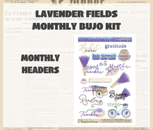 Lavender Fields Monthly Bujo Sticker Kit Digital Download