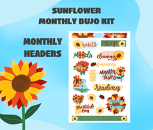 Sunflower Theme Monthly Planner Sticker Kit Digital Download