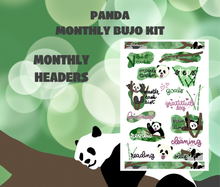 Panda Monthly Bujo Sticker Kit Digital Download