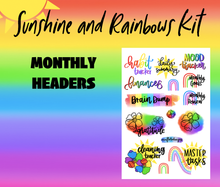 Sunshine and Rainbow Monthly Bujo Kit Digital Download