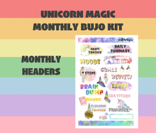 Unicorn Monthly Bujo Sticker Kit Digital Download
