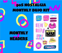 90s Nostalgia Monthly Bujo Sticker Kit - Physical Stickers