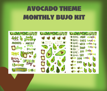 Avocado Theme Monthly Bujo Sticker Kit - Physical Stickers