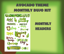 Avocado Theme Monthly Bujo Sticker Kit - Physical Stickers