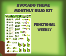 Avocado Theme Monthly Bujo Sticker Kit - Physical Stickers