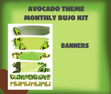 Avocado Theme Monthly Bujo Sticker Kit - Physical Stickers
