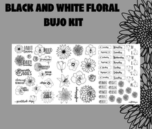Black and White Florals Monthly Bujo Sticker Kit - Physical Stickers