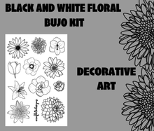 Black and White Florals Monthly Bujo Sticker Kit - Physical Stickers