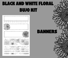 Black and White Florals Monthly Bujo Sticker Kit - Physical Stickers