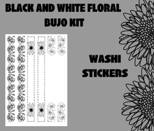Black and White Florals Monthly Bujo Sticker Kit - Physical Stickers