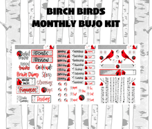 Birch Birds Monthly Bujo Sticker Kit - Physical Stickers