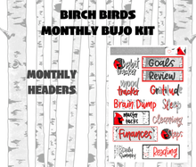 Birch Birds Monthly Bujo Sticker Kit - Physical Stickers