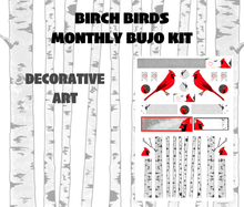 Birch Birds Monthly Bujo Sticker Kit - Physical Stickers