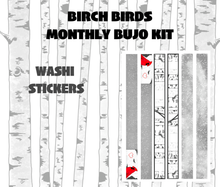 Birch Birds Monthly Bujo Sticker Kit Digital Download