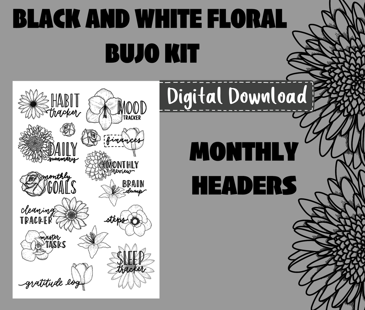 Winter Wonderland Monthly Bujo Sticker Kit Digital Download – Erin