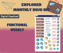 Explore Monthly Bujo Sticker Kit Digital Download