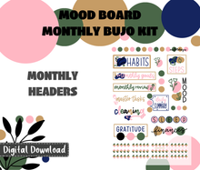 Mood Board Monthly Bujo Sticker Kit Digital Download