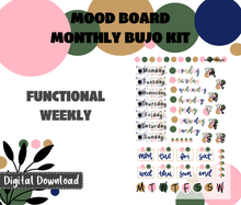 Mood Board Monthly Bujo Sticker Kit Digital Download