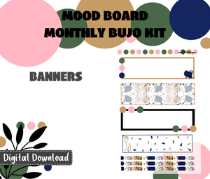 Mood Board Monthly Bujo Sticker Kit Digital Download