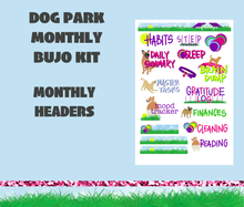 Dog Park Monthly Bujo Sticker Kit Digital Download