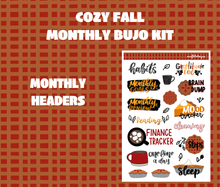 Cozy Fall Monthly Bujo Sticker Kit - Physical Stickers