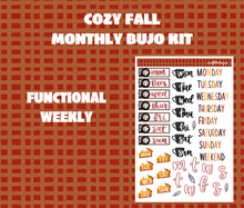 Cozy Fall Monthly Bujo Sticker Kit - Physical Stickers