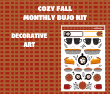 Cozy Fall Monthly Bujo Sticker Kit - Physical Stickers
