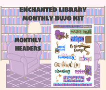 Enchanted Library Monthly Bujo Sticker Kit Digital Download