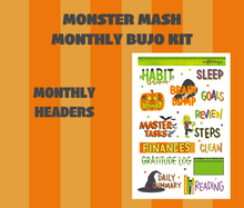 Monster Mash Monthly Bujo Sticker Kit - Physical Stickers