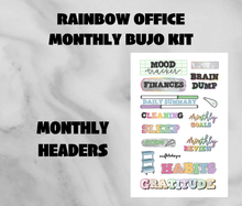 Rainbow Office Monthly Bujo Sticker Kit - Physical Stickers