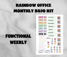 Rainbow Office Monthly Bujo Sticker Kit - Physical Stickers