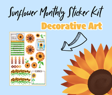 Sunflower Theme Monthly Bujo Sticker Kit - Physical Stickers
