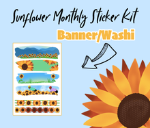 Sunflower Theme Monthly Bujo Sticker Kit - Physical Stickers