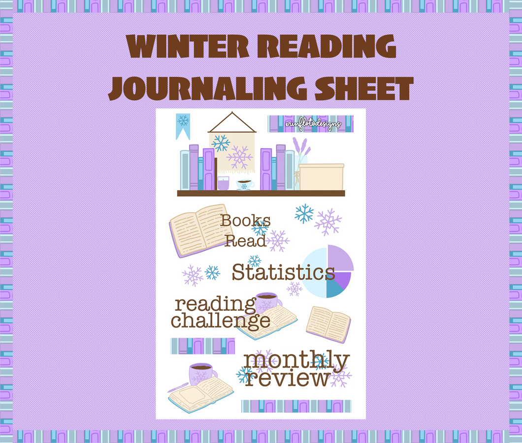 Winter Reading Journaling Stickers Digital Download