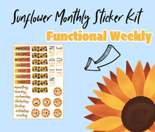 Sunflower Theme Monthly Bujo Sticker Kit - Physical Stickers